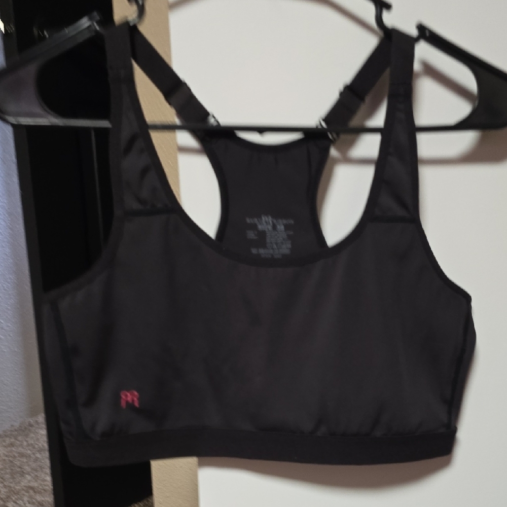 Ruby Ribbon Black Sports Bra with Racerback Design